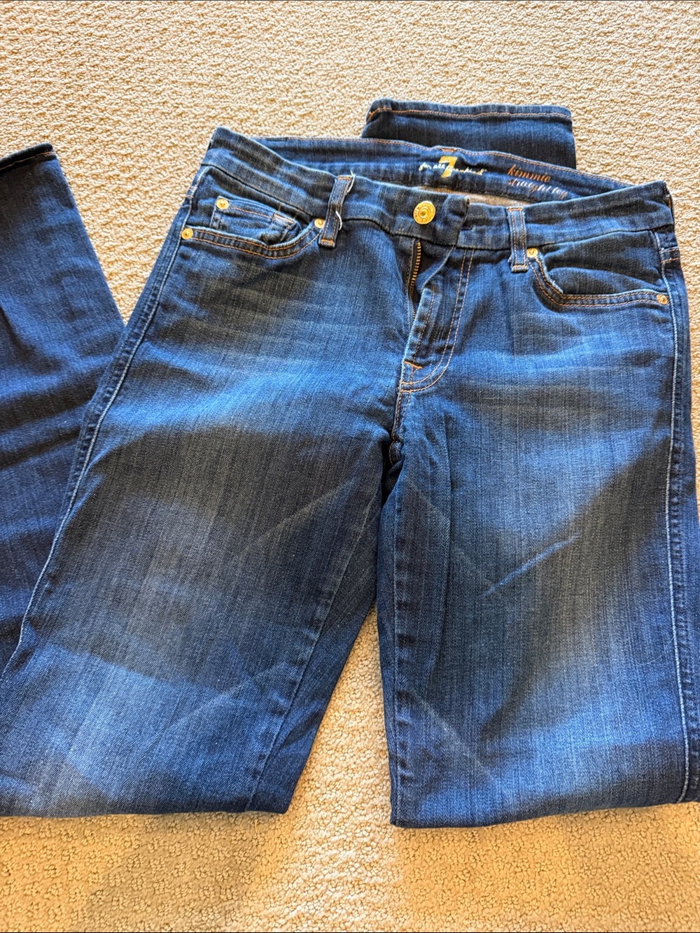 7 For All Mankind Dark Blue Straight Leg Jeans